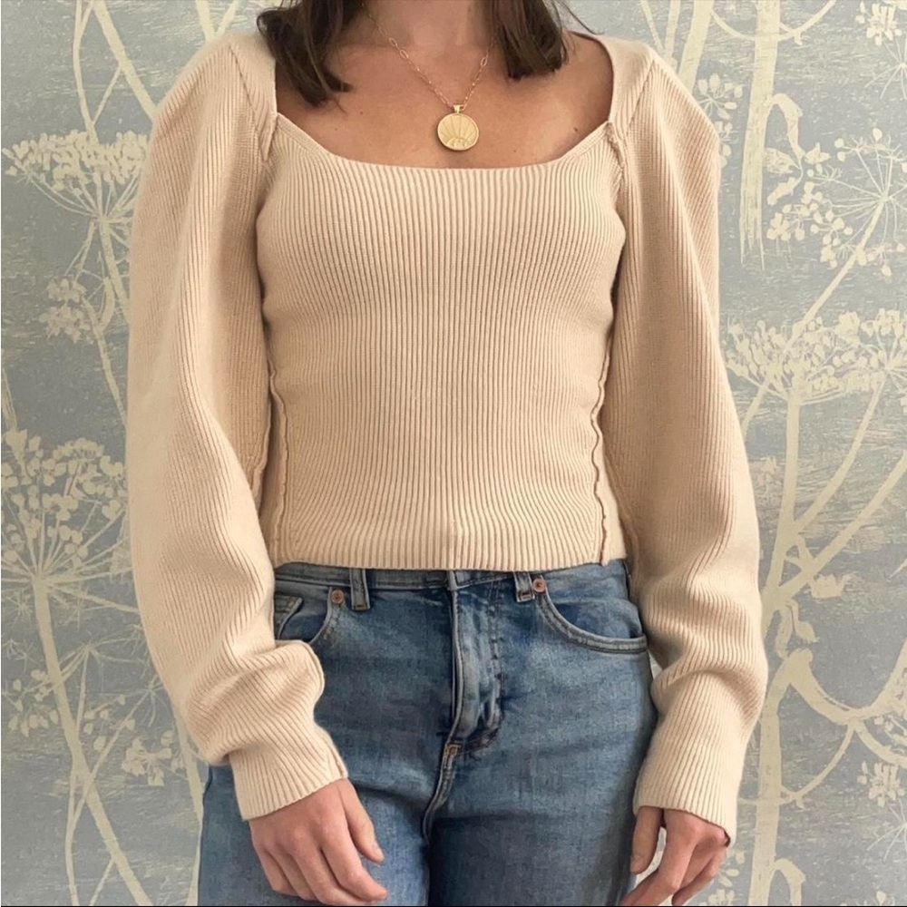 Fate Becker Women’s  Cream/Yellow Size S Fate Tan Sweater w/ cute open back